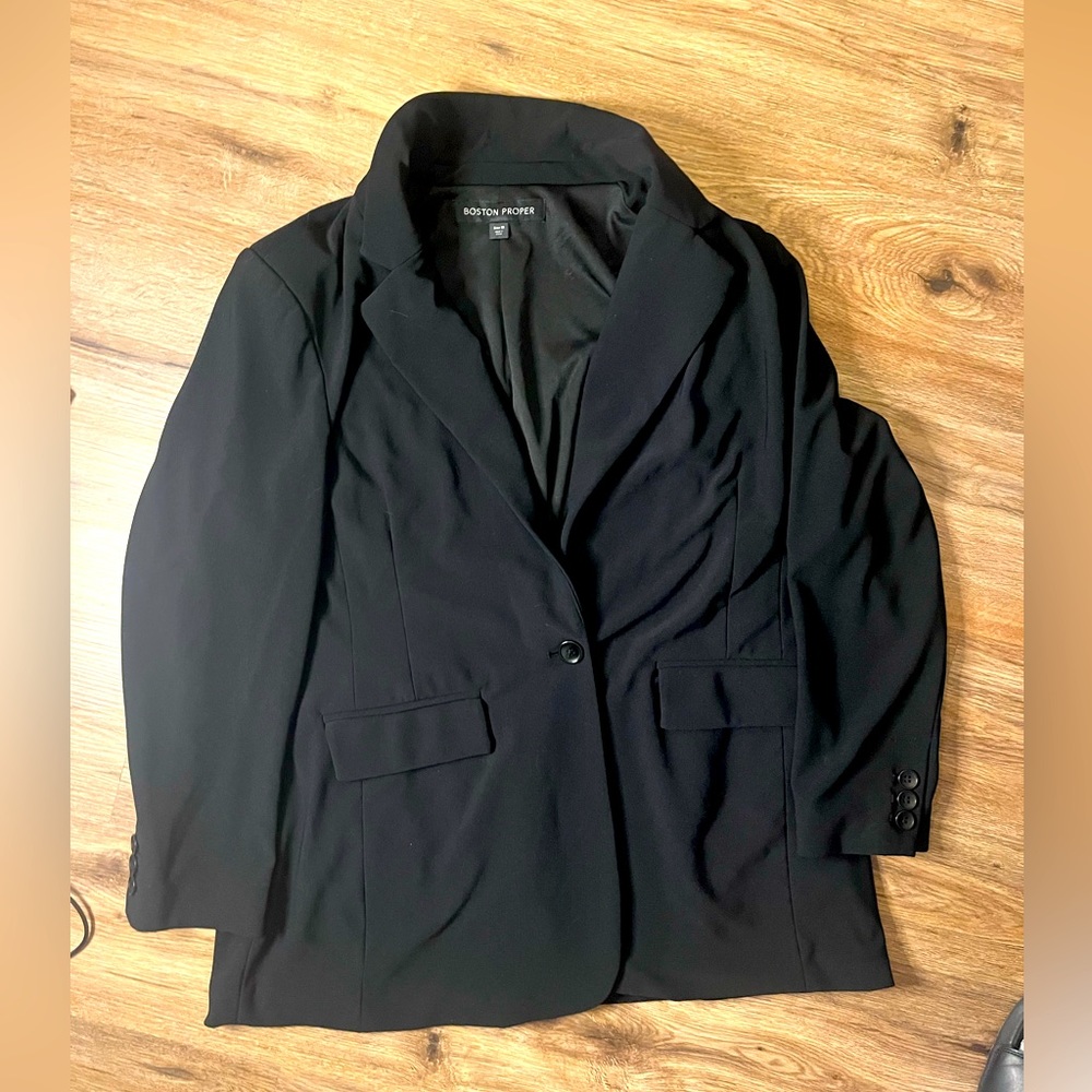 Boston Proper Jet Black Boyfriend Blazer Size 18